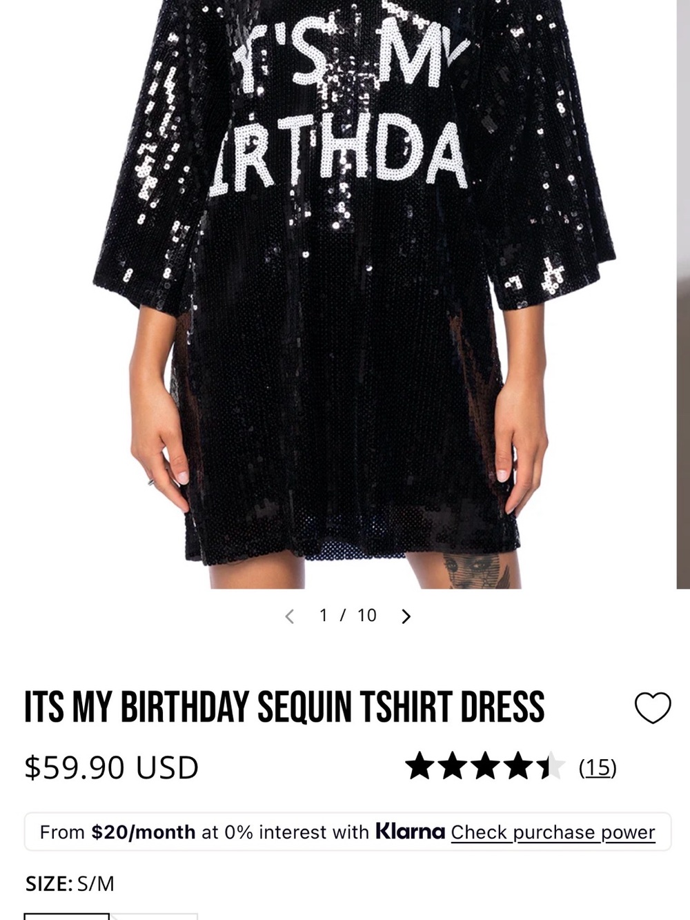 AKIRA Black Sequin Party T-Shirt Dress with White Lettering
